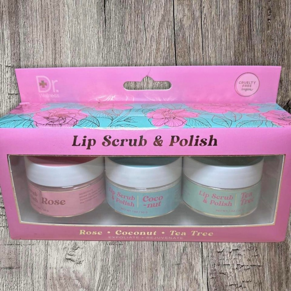 Rose, coconut & tea tree lip scrub & polish set